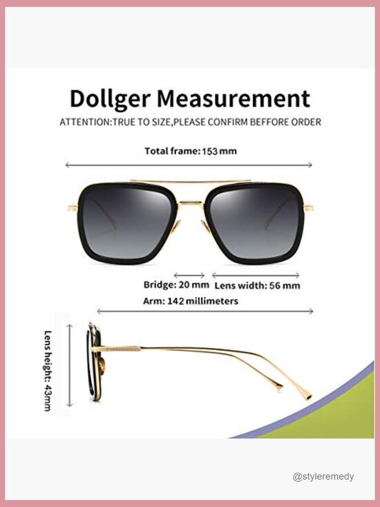 Vintage Aviator Square Sunglasses Gold Frame Retro Tony Stark Design main image 6
